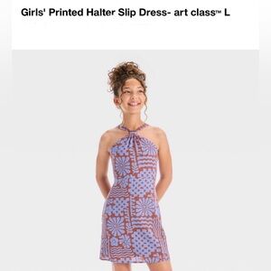 Art Class Floral Halter Dress - Blue and Brown